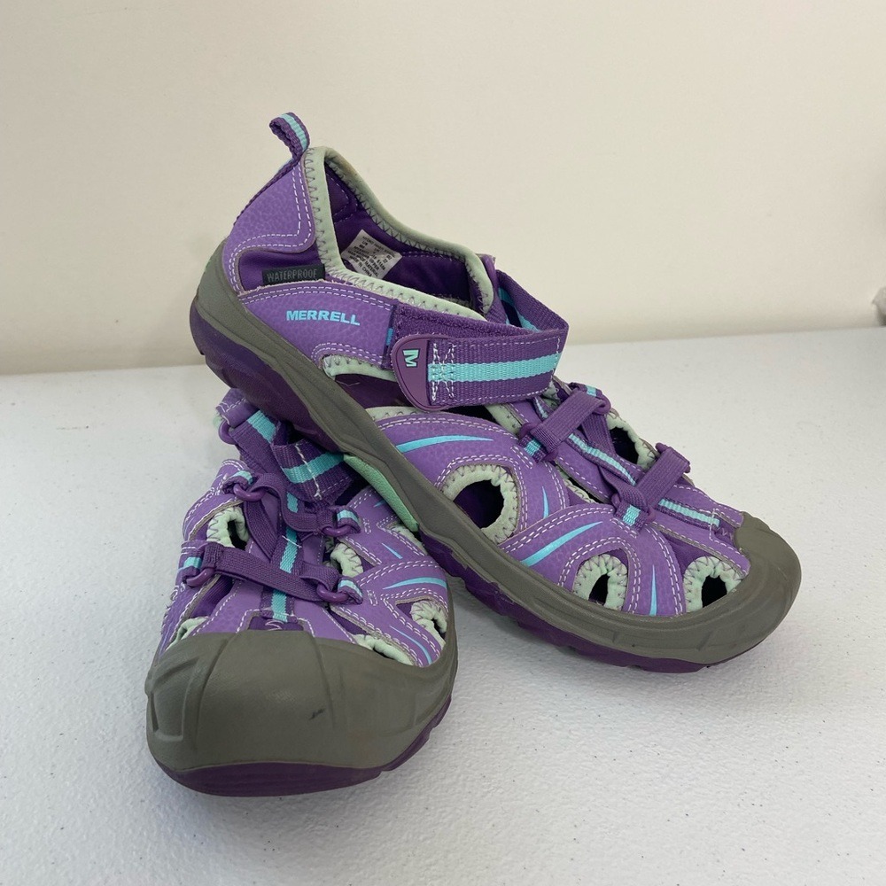 EUC Merrell women's purple hook loop strap hydro hiker hiking sandals shoes 6